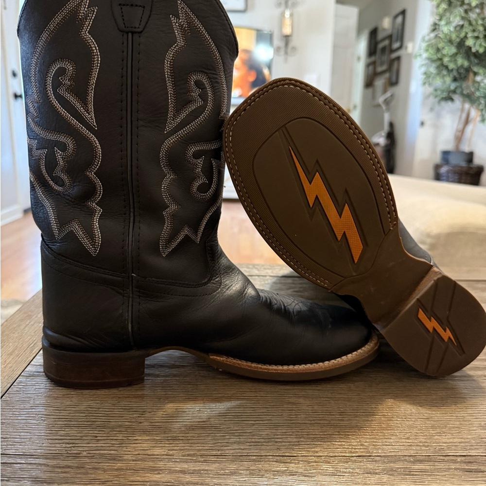 Black Leather Cowboy Boots